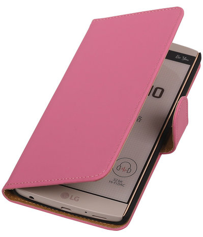 LG V10 - Effen Roze Booktype Wallet Hoesje