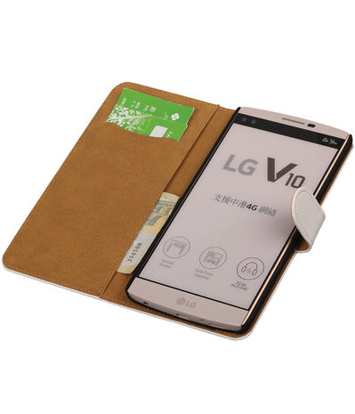 LG V10 - Effen Wit Booktype Wallet Hoesje