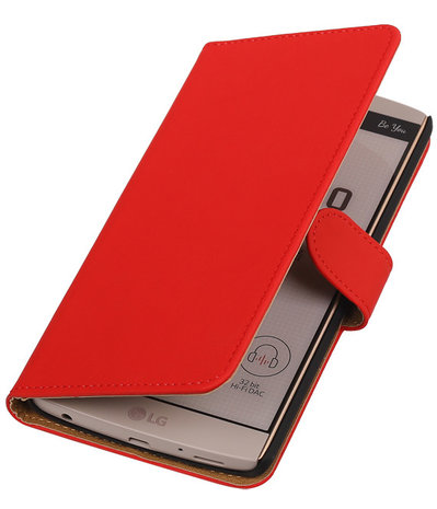 LG V10 - Effen Rood Booktype Wallet Hoesje