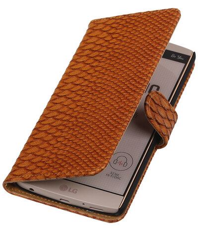 LG V10 - Slang Bruin Bookstyle Wallet Hoesje