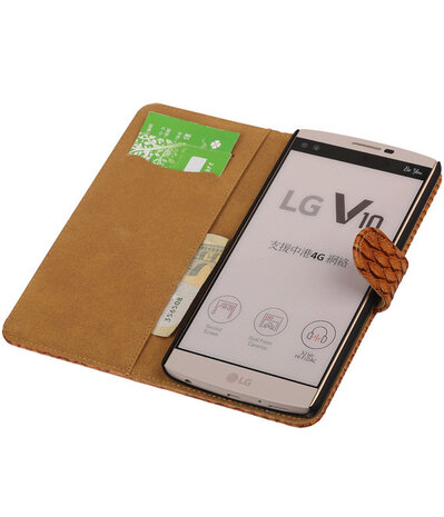 LG V10 - Slang Bruin Bookstyle Wallet Hoesje