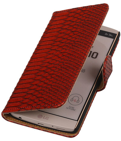 LG V10 - Slang Rood Bookstyle Wallet Hoesje