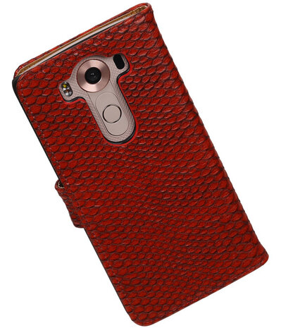 LG V10 - Slang Rood Bookstyle Wallet Hoesje