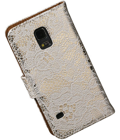 Lace Wit Samsung Galaxy S5 Mini Book/Wallet Case Hoesje