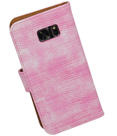 Roze Mini Slang Booktype Samsung Galaxy S7 Wallet Cover Hoesje