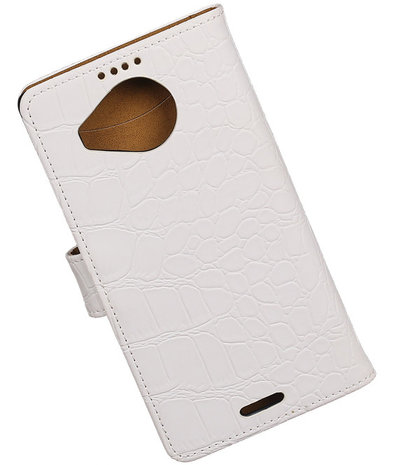 Microsoft Lumia 950 XL - Croco Booktype Wallet Hoesje Wit