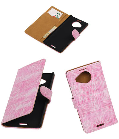 Microsoft Lumia 950 XL - Booktype Wallet Hoesje Mini Slang Roze