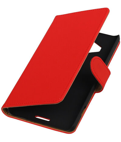 Microsoft Lumia 950 XL - Effen Booktype Wallet Hoesje Rood