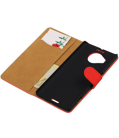 Microsoft Lumia 950 XL - Effen Booktype Wallet Hoesje Rood