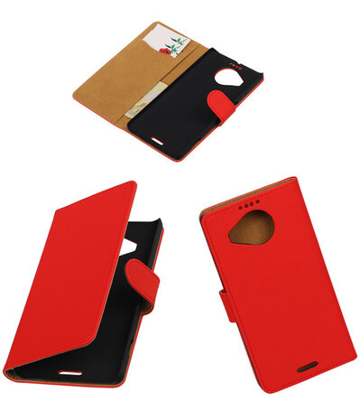 Microsoft Lumia 950 XL - Effen Booktype Wallet Hoesje Rood