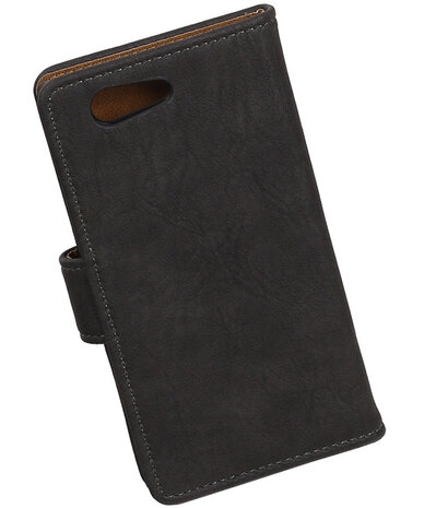 Sony Xperia Z4 Compact Bark Hout Bookstyle Wallet Hoesje Grijs