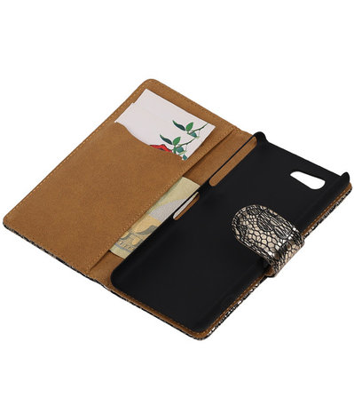 Sony Xperia Z4 Compact Lace Kant Bookstyle Wallet Hoesje Zwart