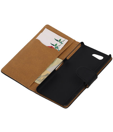 Sony Xperia Z4 Compact Effen Bookstyle Wallet Hoesje Zwart