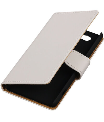 Sony Xperia Z4 Compact Effen Bookstyle Wallet Hoesje Wit