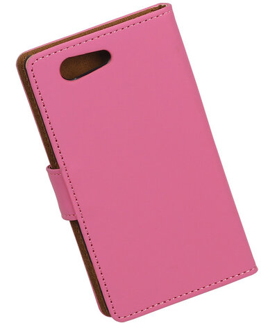 Sony Xperia Z4 Compact Effen Bookstyle Wallet Hoesje Roze