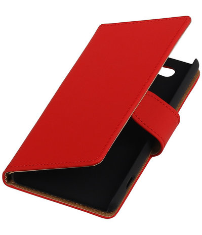 Sony Xperia Z4 Compact effen Bookstyle Wallet Hoesje Rood