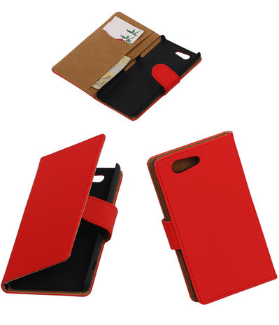 Sony Xperia Z4 Compact effen Bookstyle Wallet Hoesje Rood