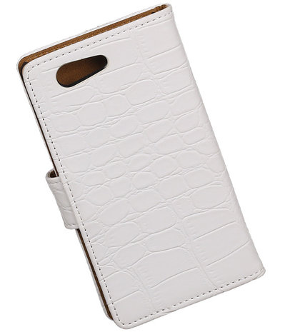 Sony Xperia Z4 Compact Croco Bookstyle Wallet Hoesje Wit