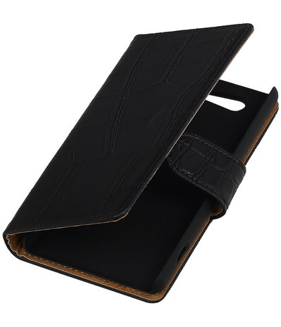Sony Xperia Z4 Compact Croco Bookstyle Wallet Hoesje Zwart