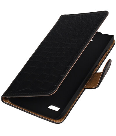 Zwart Krokodil Booktype Huawei Y560 / Y5 Wallet Cover Hoesje