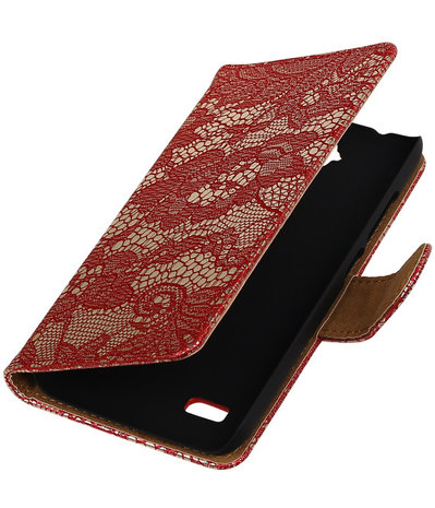 Rood Lace Booktype Huawei Y560 / Y5 Wallet Cover Hoesje