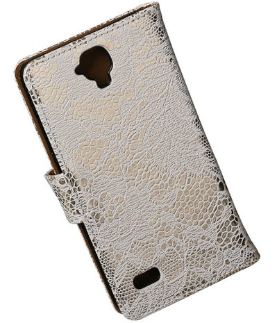 Wit Lace Booktype Huawei Y560 / Y5 Wallet Cover Hoesje