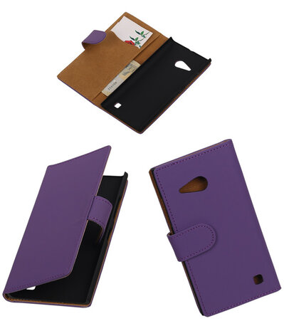 Nokia Lumia 735 Effen Booktype Wallet Hoesje Paars