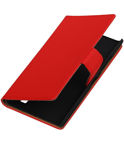 Nokia Lumia 735 Effen Booktype Wallet Hoesje Rood