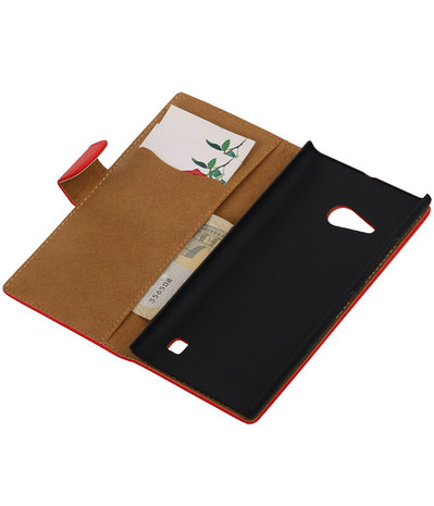 Nokia Lumia 735 Effen Booktype Wallet Hoesje Rood