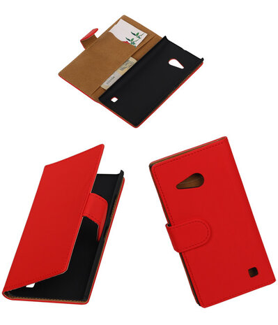 Nokia Lumia 735 Effen Booktype Wallet Hoesje Rood