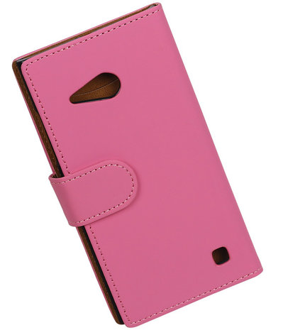 Nokia Lumia 735 Effen Booktype Wallet Hoesje Roze