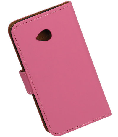 Motorola Moto E (2nd gen) Effen Booktype Wallet Hoesje Roze