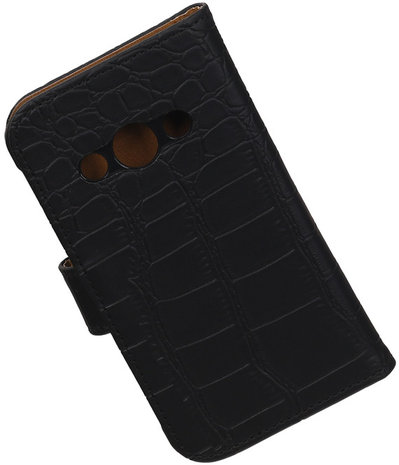 Samsung Galaxy Xcover 3 Krokodil Bookstyle Wallet Hoesje Zwart