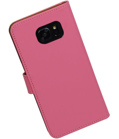 Roze Effen Booktype Samsung Galaxy S7 Edge Wallet Cover Hoesje