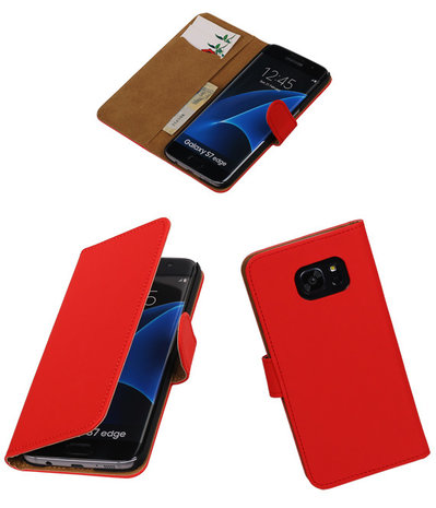 Rood Effen Booktype Samsung Galaxy S7 Edge Wallet Cover Hoesje