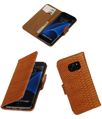 Bruin Slang Booktype Samsung Galaxy S7 Edge Wallet Cover Hoesje