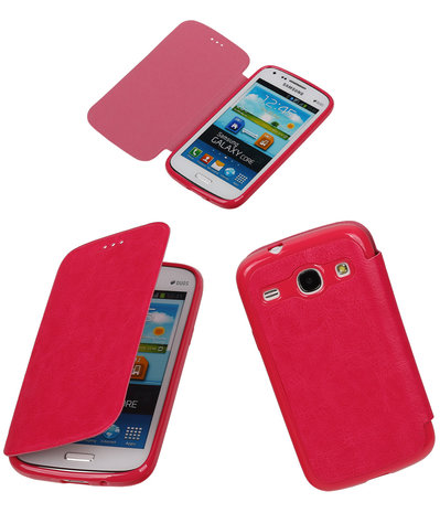 Polar Map Case Roze Samsung Galaxy Core i8260 TPU Bookcover Hoesje