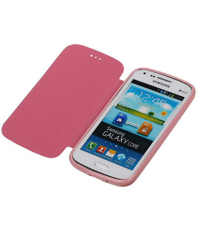 Polar Map Case Licht Roze Samsung Galaxy Core i8260 TPU Bookcover Hoesje