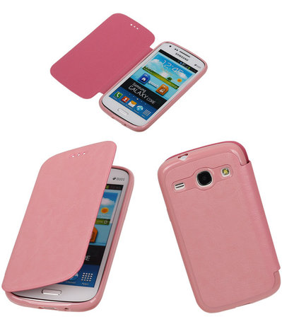 Polar Map Case Licht Roze Samsung Galaxy Core i8260 TPU Bookcover Hoesje