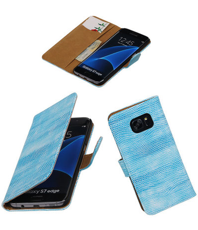 Turquoise Mini Slang Booktype Samsung Galaxy S7 Edge Wallet Cover Hoesje