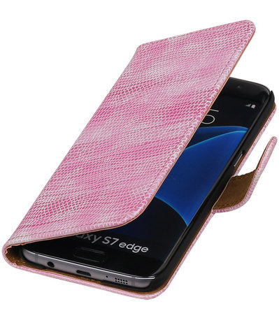 Roze Mini Slang Booktype Samsung Galaxy S7 Edge Wallet Cover Hoesje