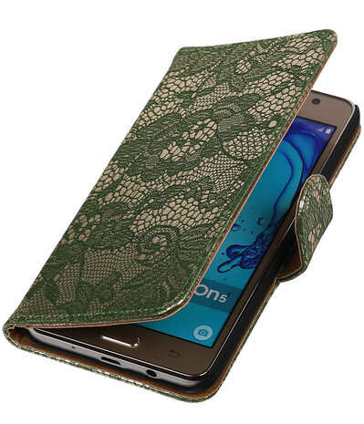 Samsung Galaxy On5 - Lace Donker Groen Booktype Wallet Hoesje