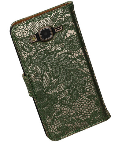 Samsung Galaxy On5 - Lace Donker Groen Booktype Wallet Hoesje