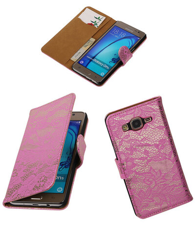 Samsung Galaxy On5 - Lace Roze Booktype Wallet Hoesje