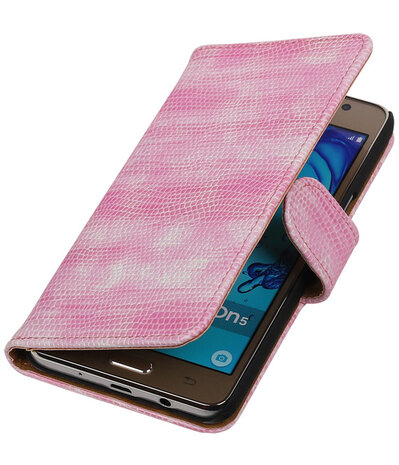 Samsung Galaxy On5 - Mini Slang Roze Booktype Wallet Hoesje