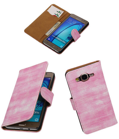 Samsung Galaxy On5 - Mini Slang Roze Booktype Wallet Hoesje