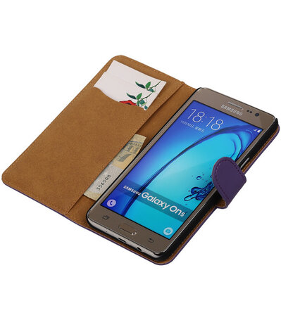 Samsung Galaxy On5 - Effen Paars Booktype Wallet Hoesje