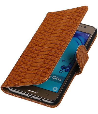 Samsung Galaxy On5 - Slang Bruin Booktype Wallet Hoesje