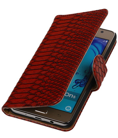 Samsung Galaxy On5 - Slang Rood Booktype Wallet Hoesje