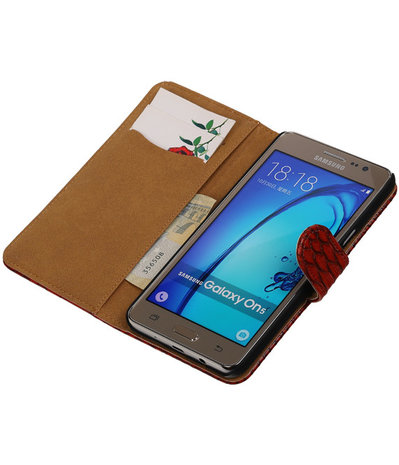 Samsung Galaxy On5 - Slang Rood Booktype Wallet Hoesje